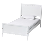 Baxton Studio Roni Modern White Wood Twin Platform Bed with Scalloped Edges